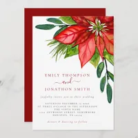 Christmas Wedding Red Poinsettia Foliage  Invitation