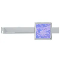 Camouflage Pastel Blue Abstract Pattern Silver Finish Tie Bar