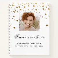 Guest book memorial white gold hearts photo