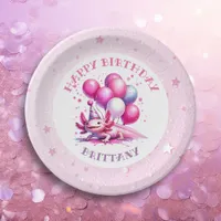 Pink Axolotl Girl's Birthday Party Paper Plates