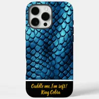 Glistening blue snake skinshine deep iPhone 16 pro max case