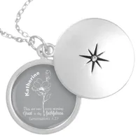 His mercies are new every morning Bible verse Grey Locket Necklace