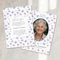 Butterflies Lilac Blue Sympathy Photo Funeral Thank You Card