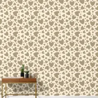 Bronze Love Hearts Cream Wallpaper