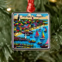 Martha's Vineyard | Colorful Abstract Art Metal Ornament