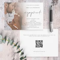 Elegant Script Photo QR Code Engagement Invitation