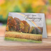 Happy Thanksgiving Autumn Rainbow Landscape Card
