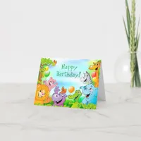 Safari jungle smiling animals Happy Birthday Card