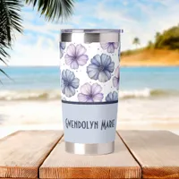 Floral Watercolor Pattern Lavender and Blue Insulated Tumbler