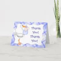 Stork & Twin Boys Blue Thank You Card