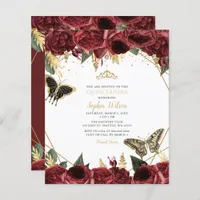 Budget Burgundy Butterfly Quinceañera Invitation