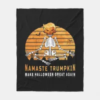 Namaste Trumpkin Make Halloween Great Again Medita Fleece Blanket