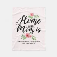 Home Is Where Mom Is Personalized Fleece Blanket