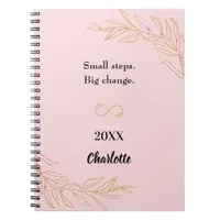 Pink gold foliage inspirational quote notebook