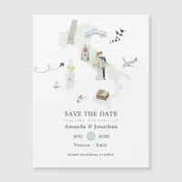 Watercolor Italy Destination Wedding Save the Date