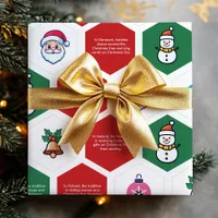 Christmas Hexagon Santa Tree Snowman Ornament Icon Wrapping Paper