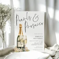 Elegant Pearls Prosecco Hen Party Invitation