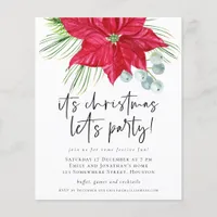 PAPER | Poinsettia Christmas Lets Party Invite