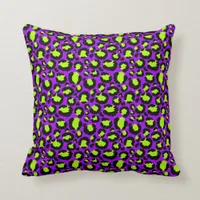 Purple and Green Leopard Print Throw Pillow