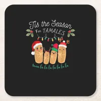 Tis Season For Tamales Mexican Christmas Square Paper Coaster