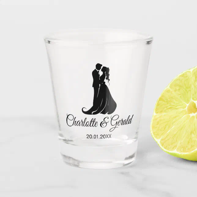 Wedding Favors Couple Dance Monogram Modern Simple Shot Glass