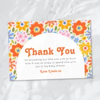 Baby in Bloom Retro Groovy Wildflowers Baby Shower Thank You Card