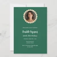 Birthday emerald green gold diamond photo invitation