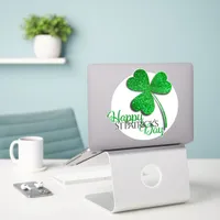 Green Glitter Shamrock Happy St Patrick’s Day  T-S Sticker