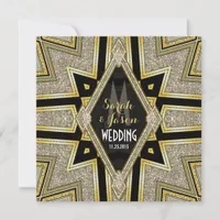 Art Deco Gold Diamond Wedding Invitation