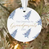 Blue  Pagoda Christmas Tree "First Christmas as" Ornament