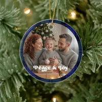 Family Holiday Keepsake Plaid Christmas Photo Ceramic Ornament