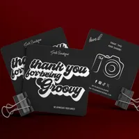 Retro Groovy Pink & Red Thank You Social Media  Square Business Card