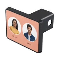 Dual Photos Couple Names Peach Personalized Hitch Cover