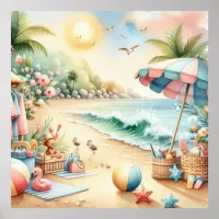 Pastel Beach Nursery Poster