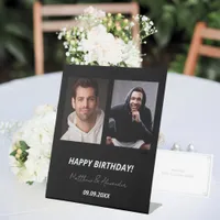 Custom photo black white friends birthday pedestal sign