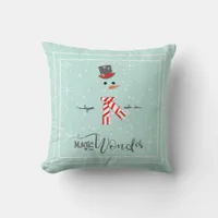 Magic and Wonder Christmas Snowman Mint ID440 Throw Pillow