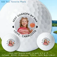 Modern BEST GRANDPA BY PAR Cute Personalized Photo Golf Balls