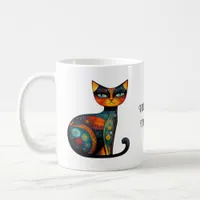 Whimsical Folk Art Cat: I Don't Shed. I Decorate. Coffee Mug