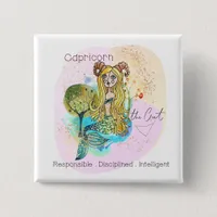 Capricorn Goat Zodiac Personality Traits Whimsical Button