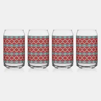 Southwest Mesas Turquoise & Red Geometric Pattern Can Glass