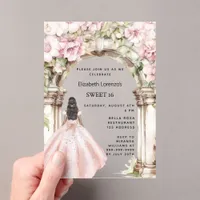 Rose gold pink florals arch dress Sweet 16 Acrylic Invitations