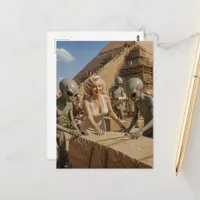 Aliens and a Blond Pinup at the pyramid Postcard