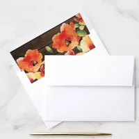 Rustic Golden Poppy Barn Wood Floral Wedding Envelope Liner