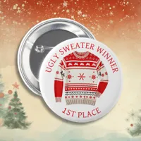 First Place Ugly Sweater Winner | Funny Christmas  Button