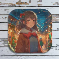 Anime Girl on Christmas or New Year's Eve Paper Plates