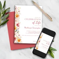 DelicateWatercolor Wildflowers Celebration of Life Invitation