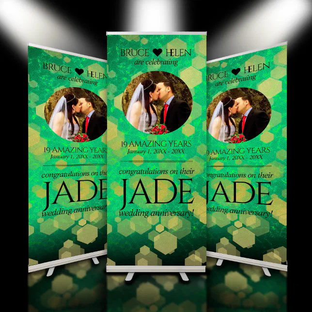 Elegant 19th Jade Wedding Anniversary Celebration Retractable Banner