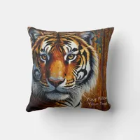 Mystic Gaze: The Jungle's Flame Throw Pillow