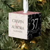 Elegant 37th Alabaster Wedding Anniversary Cube Ornament