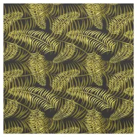 Tropical Palm Leaves Black and Yellow Pattern Fabric